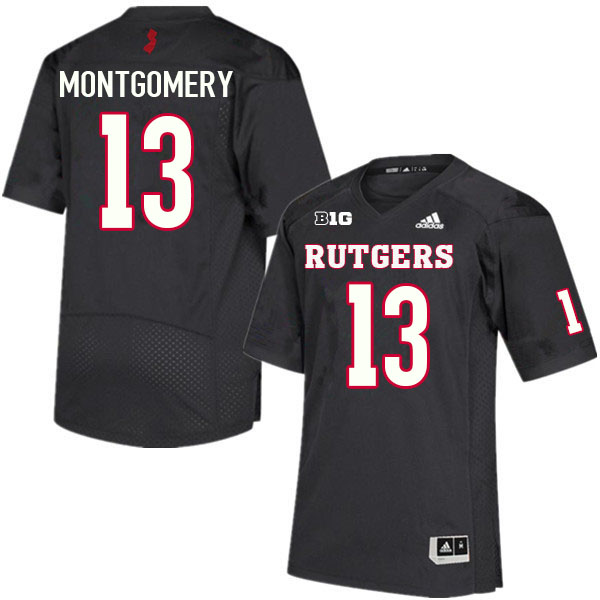 Men #13 Nasir Montgomery Rutgers Scarlet Knights College Football Jerseys Sale-Black